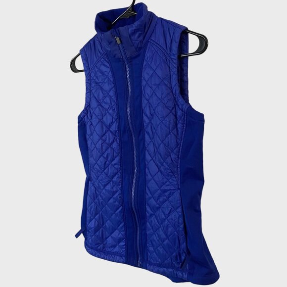 Athleta Rock Springs Sleeveless Blue Quilted Puffer Vest Jacket Women's Small - Picture 2 of 11
